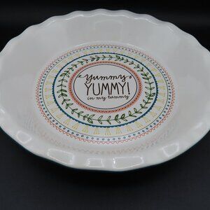 NEW Celebrate It Ceramic Pie Plate / Dish "Yummy Yummy in My Tummy" 10"